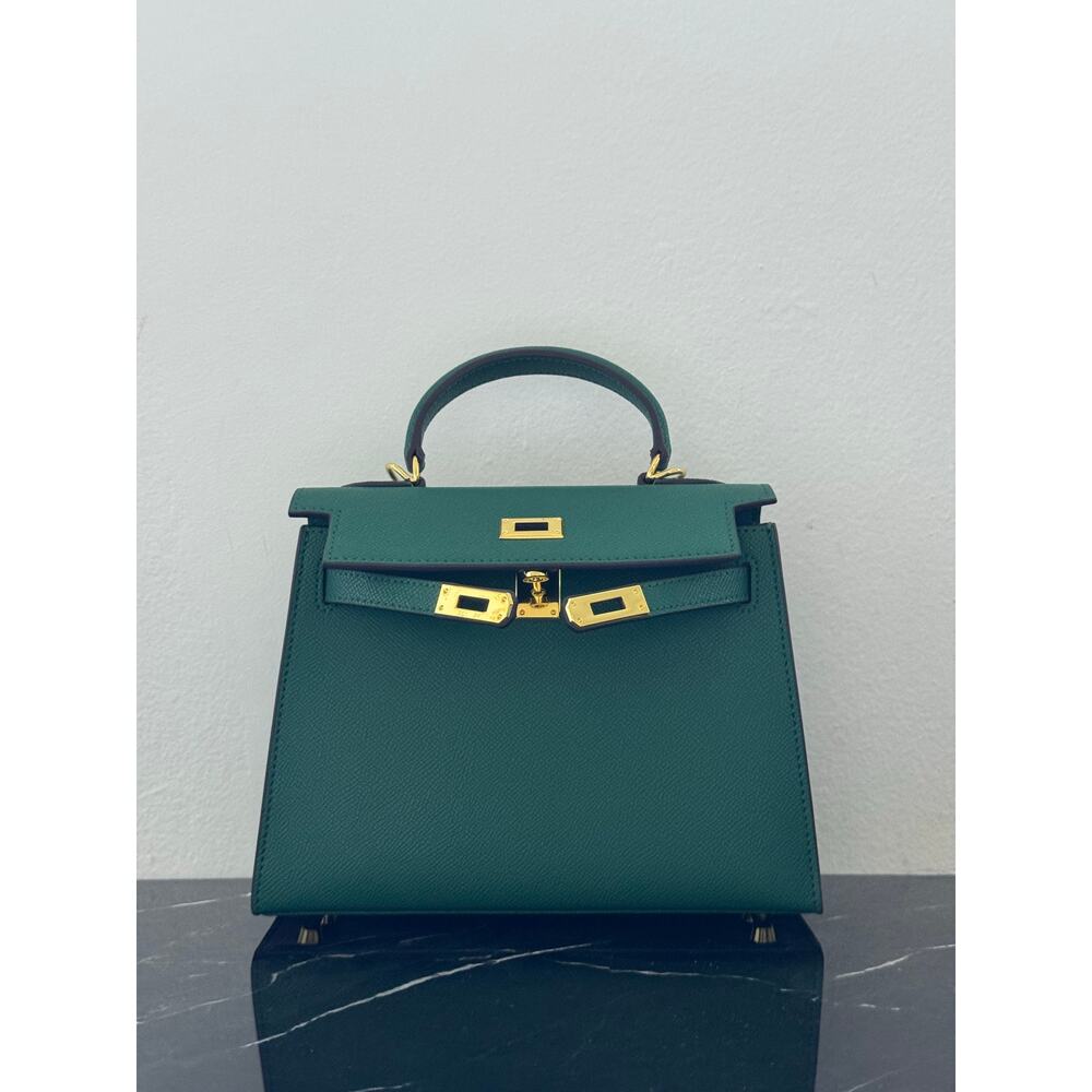 Emerald Green “Kelly-Style” Top Handle Bag